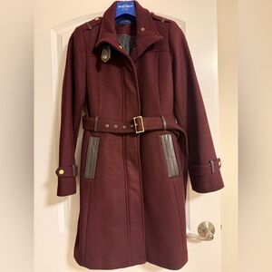 Cole Haan Deep Burgundy Trench Coat with Belt